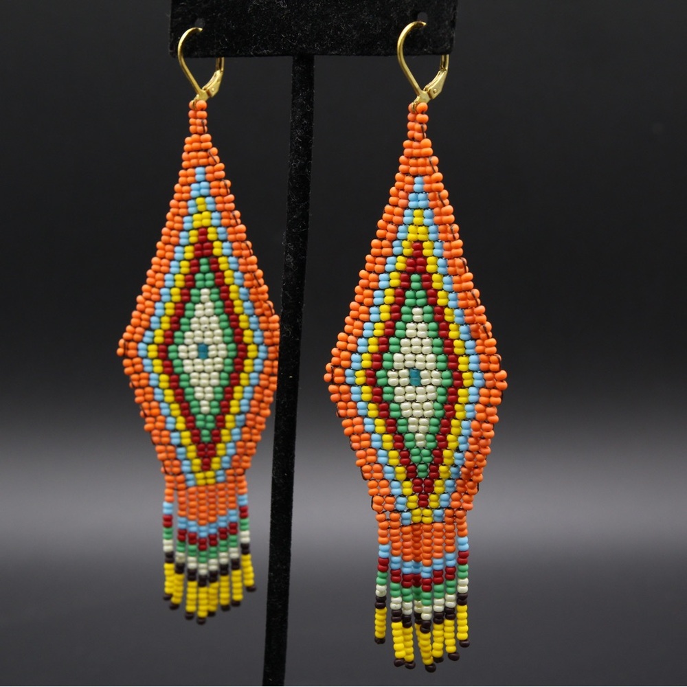 Earrings , Orange - Baby Blue - Yellow